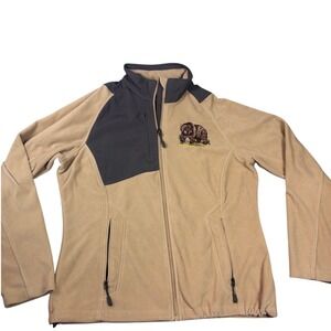 North End Fleece Jacket Ladies Large beige Embroidered Grizzly Bear